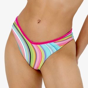 [SOLD] Frankie’s Bikinis rainbow swirl enzo shine cheeky bottom
